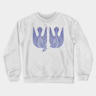 Couple of cute blue peace birds Crewneck Sweatshirt